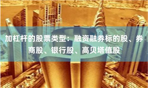 加杠杆的股票类型：融资融券标的股、券商股、银行股、高贝塔值股
